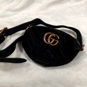 Cute black velvet belt bag